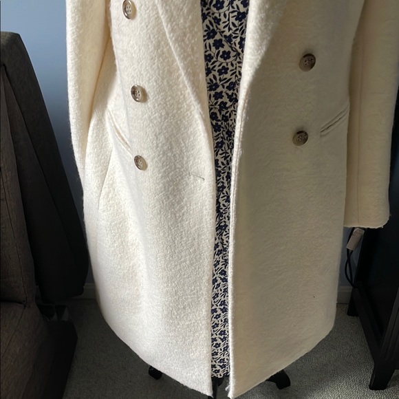 Ann Taylor Cream Pea Coat Wool Blend Structured - Picture 4 of 7